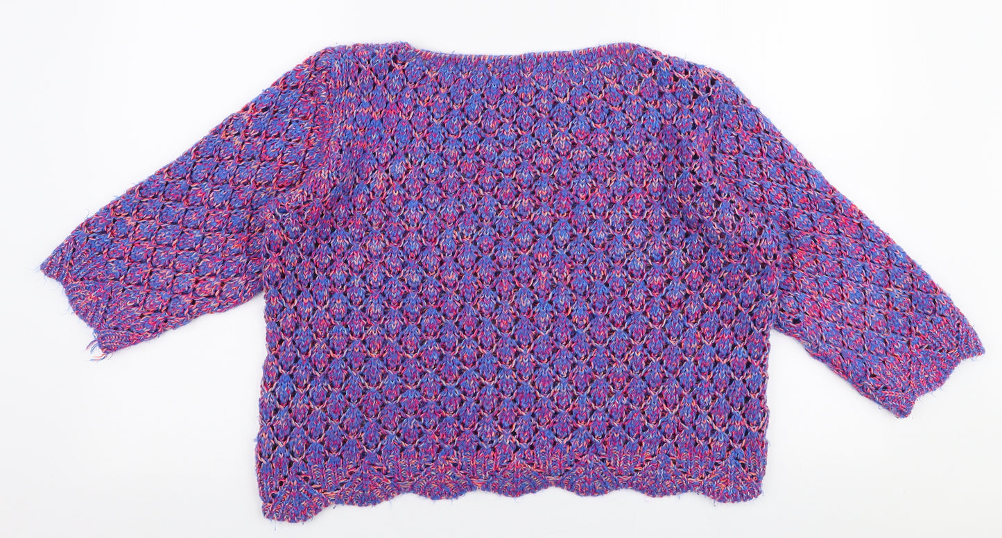 M&Co Womens Multicoloured Boat Neck  Acrylic Pullover Jumper Size S