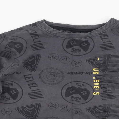 NEXT Boys Grey  100% Cotton Jersey T-Shirt Size 6 Years Round Neck Pullover - Gaming