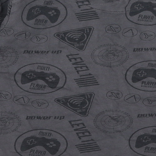 NEXT Boys Grey  100% Cotton Jersey T-Shirt Size 6 Years Round Neck Pullover - Gaming