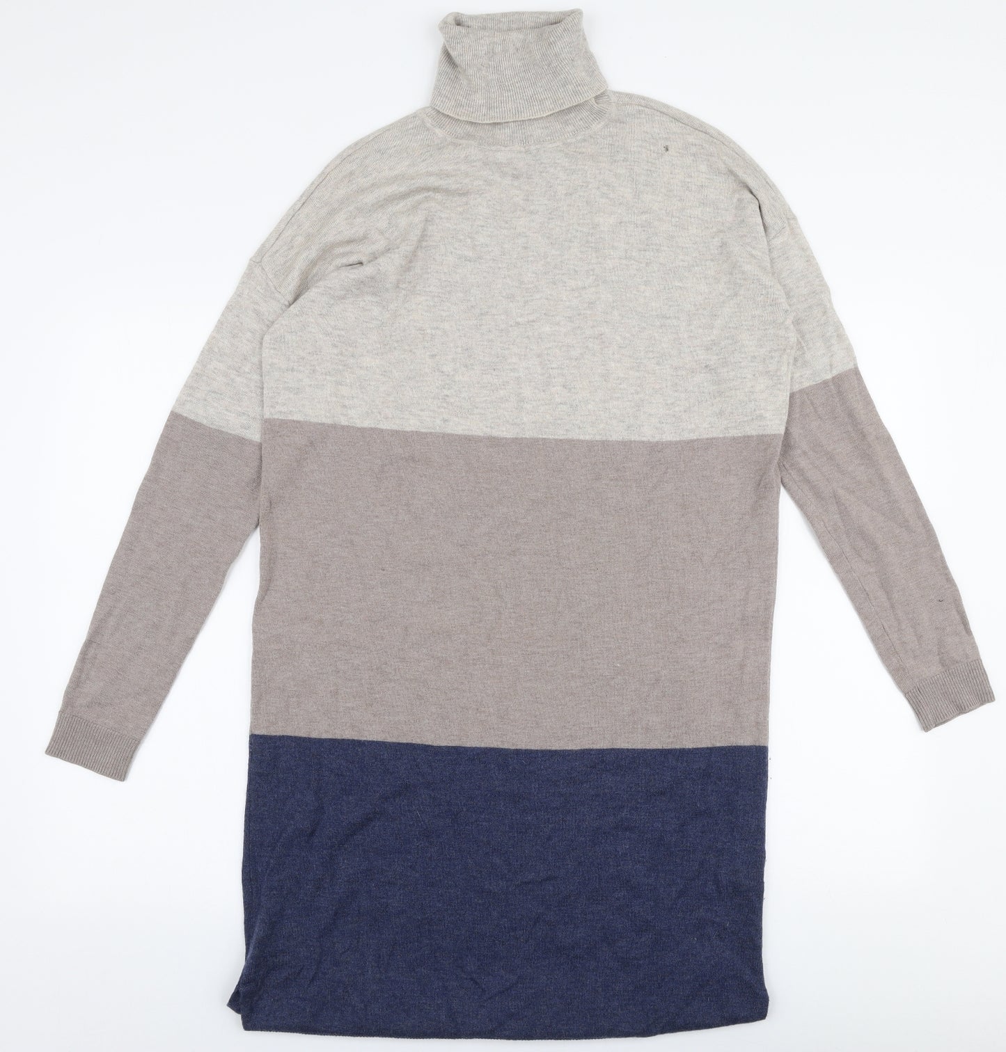 Fat Face Womens Multicoloured  Wool Jumper Dress  Size 12  Roll Neck Pullover