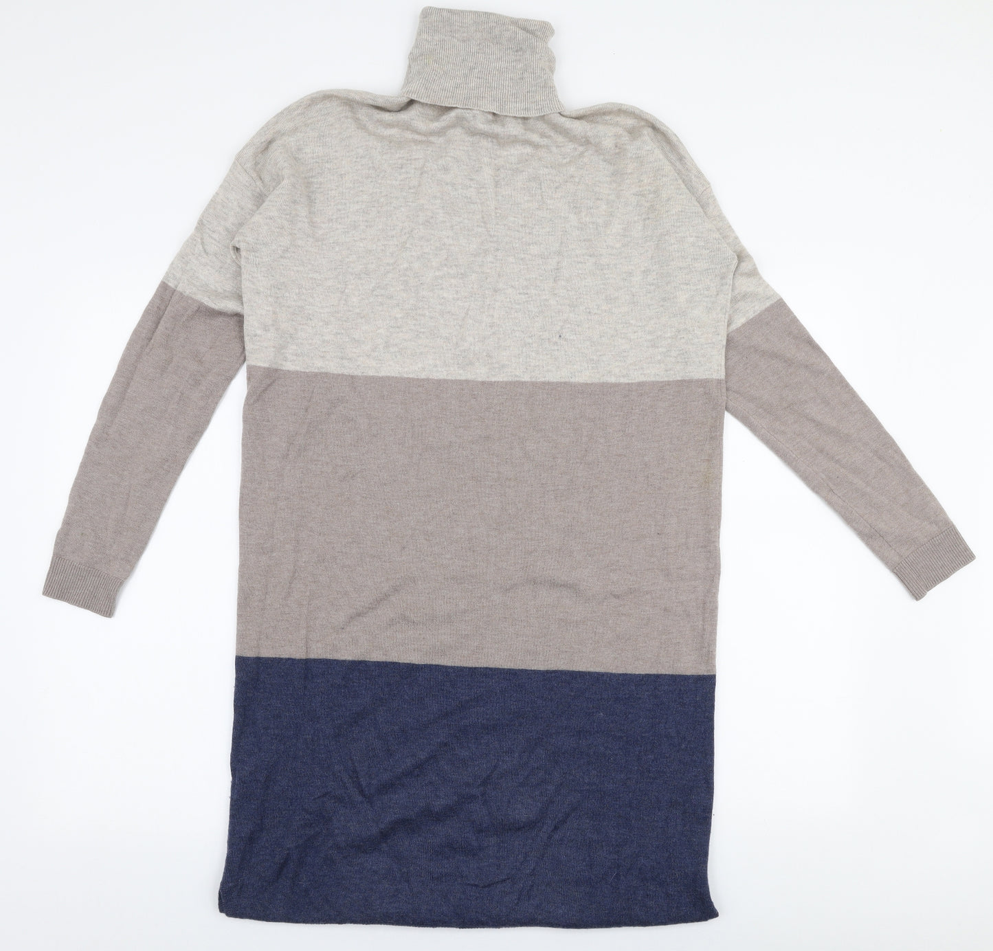 Fat Face Womens Multicoloured  Wool Jumper Dress  Size 12  Roll Neck Pullover