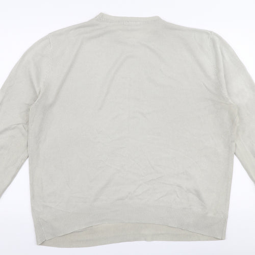 George Mens Grey Round Neck  Acrylic Pullover Jumper Size L