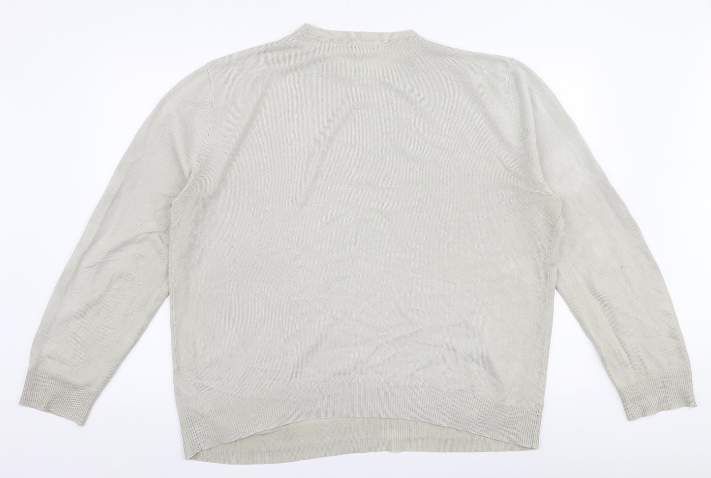 George Mens Grey Round Neck  Acrylic Pullover Jumper Size L