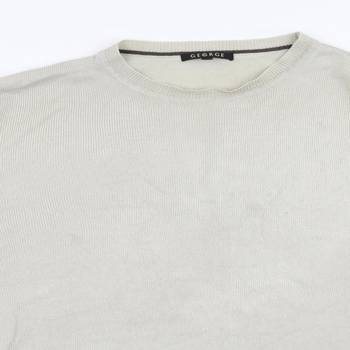 George Mens Grey Round Neck  Acrylic Pullover Jumper Size L