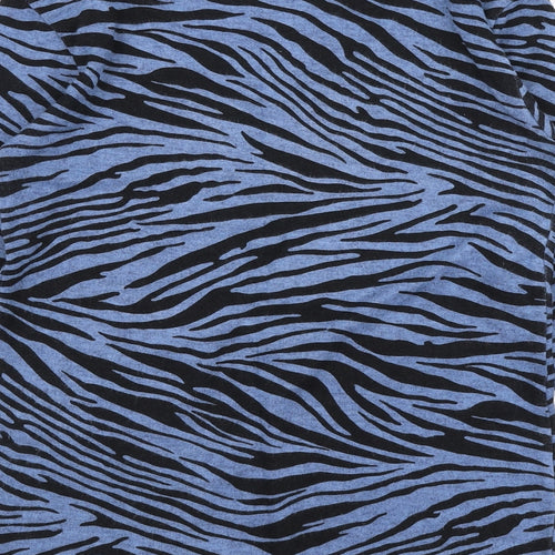 Preworn Womens Blue V-Neck Animal Print Viscose Pullover Jumper Size S