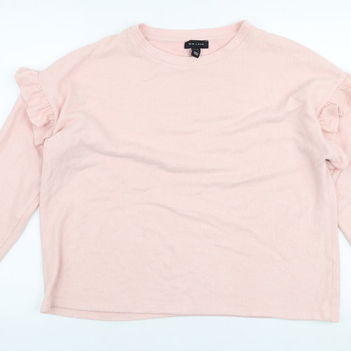 New Look Womens Pink Round Neck  Polyester Pullover Jumper Size M