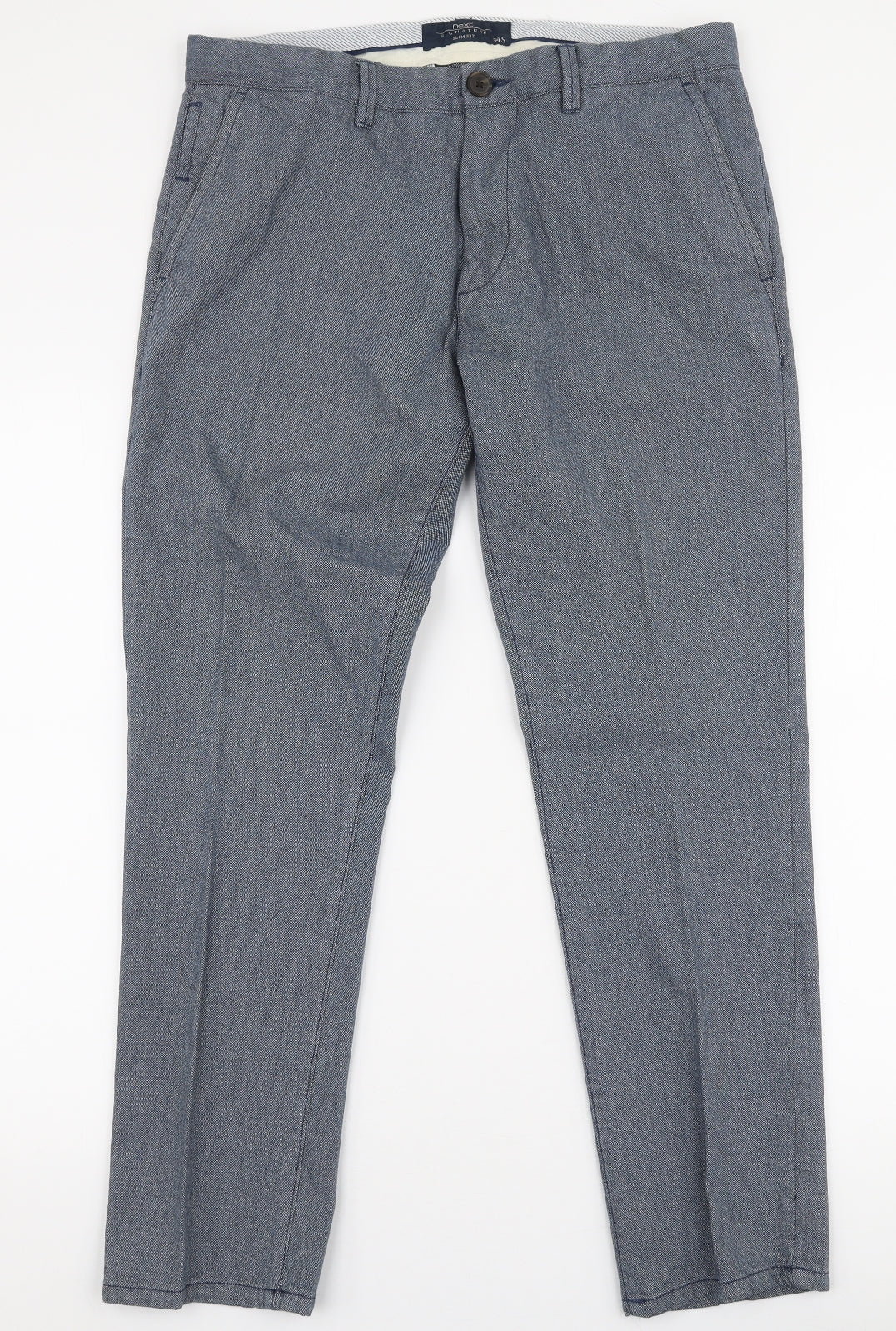 NEXT Mens Blue  Cotton Trousers  Size 34 in L29 in Slim Zip
