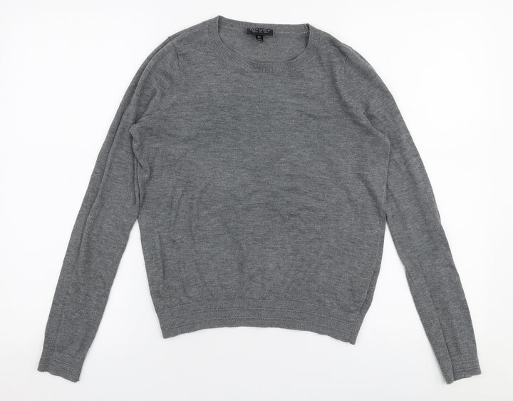 Topshop Womens Grey Round Neck  Polyester Pullover Jumper Size 6