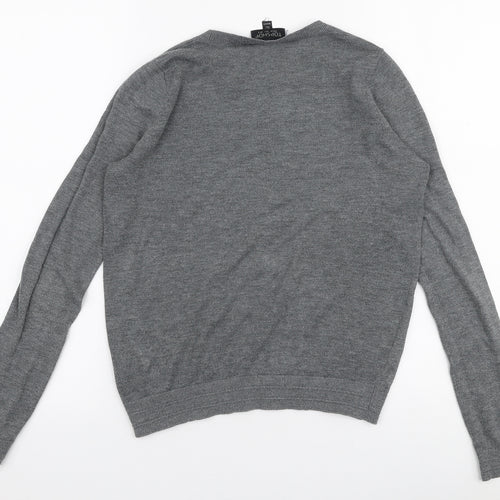 Topshop Womens Grey Round Neck  Polyester Pullover Jumper Size 6