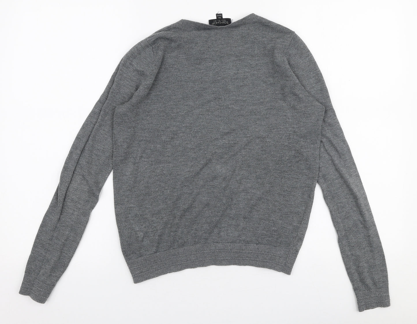 Topshop Womens Grey Round Neck  Polyester Pullover Jumper Size 6