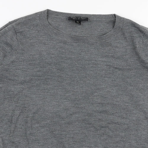 Topshop Womens Grey Round Neck  Polyester Pullover Jumper Size 6