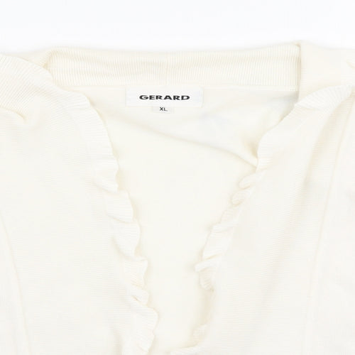 Gerard Womens White Collared  Viscose Cardigan Jumper Size XL