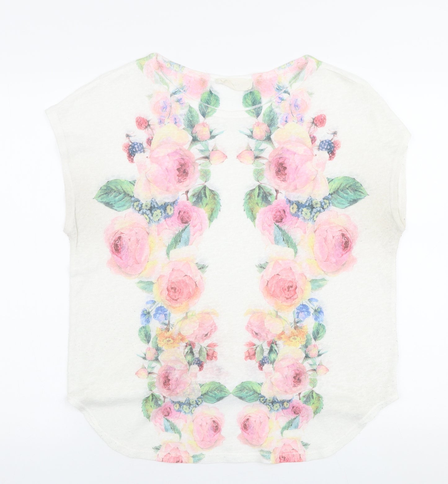 Twinkle Womens Multicoloured Floral Polyester Basic T-Shirt Size M Round Neck