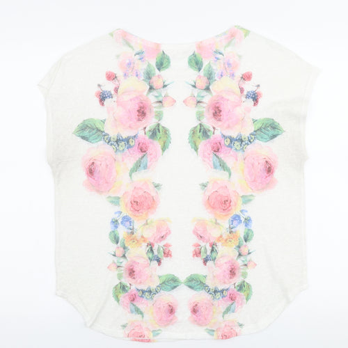 Twinkle Womens Multicoloured Floral Polyester Basic T-Shirt Size M Round Neck
