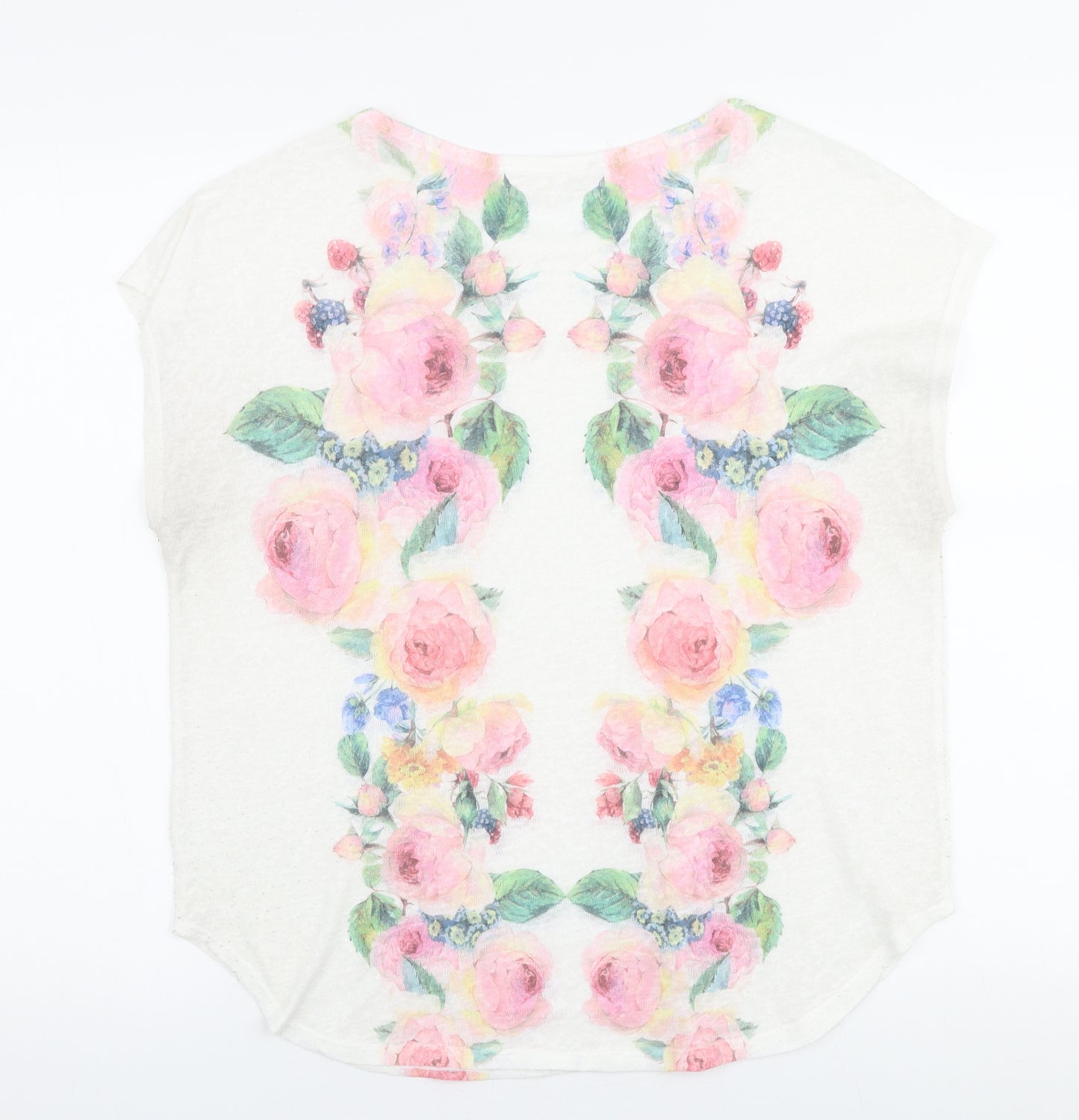 Twinkle Womens Multicoloured Floral Polyester Basic T-Shirt Size M Round Neck