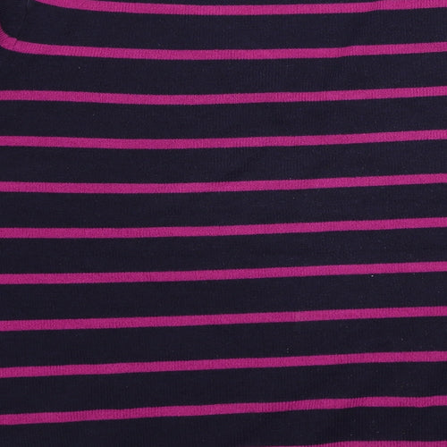 Marks and Spencer Womens Pink V-Neck Striped Acrylic Pullover Jumper Size 16