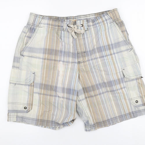 North Coast Mens Multicoloured Striped Polyester Cargo Shorts Size M L9 in Regular Drawstring - Swim shorts