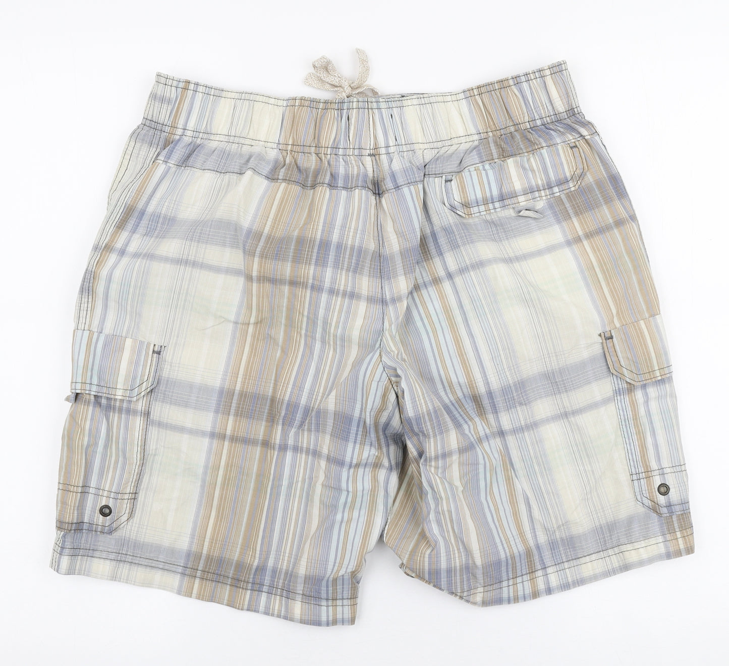 North Coast Mens Multicoloured Striped Polyester Cargo Shorts Size M L9 in Regular Drawstring - Swim shorts