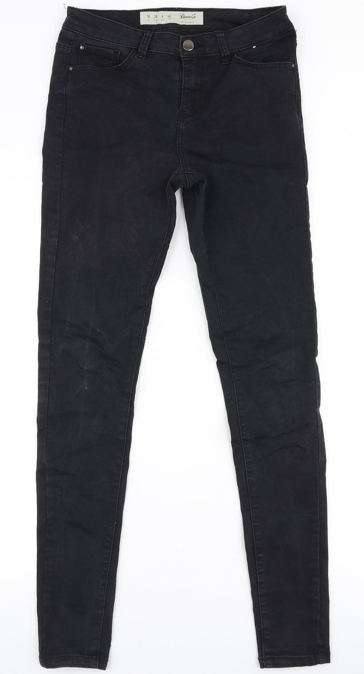 Denim Co Womens Black  Cotton Skinny Jeans Size 10 L32 in Slim Zip