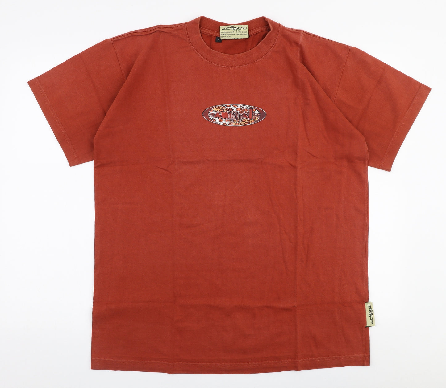 Animal Mens Orange  Polyester  T-Shirt Size L Round Neck