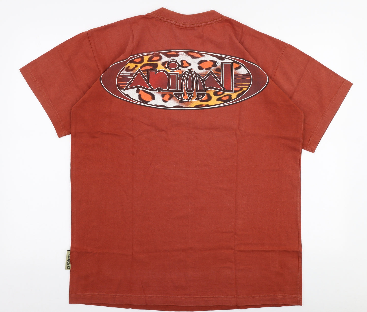 Animal Mens Orange  Polyester  T-Shirt Size L Round Neck