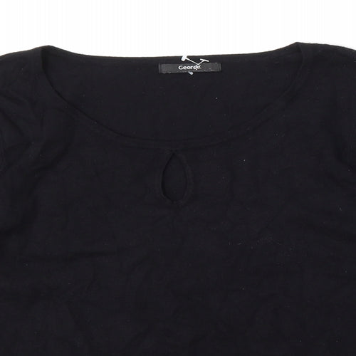 George Womens Black Round Neck  Polyester Pullover Jumper Size M
