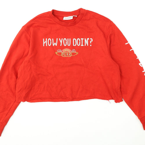Primark Womens Red  Cotton Pullover Sweatshirt Size 10   - Friends