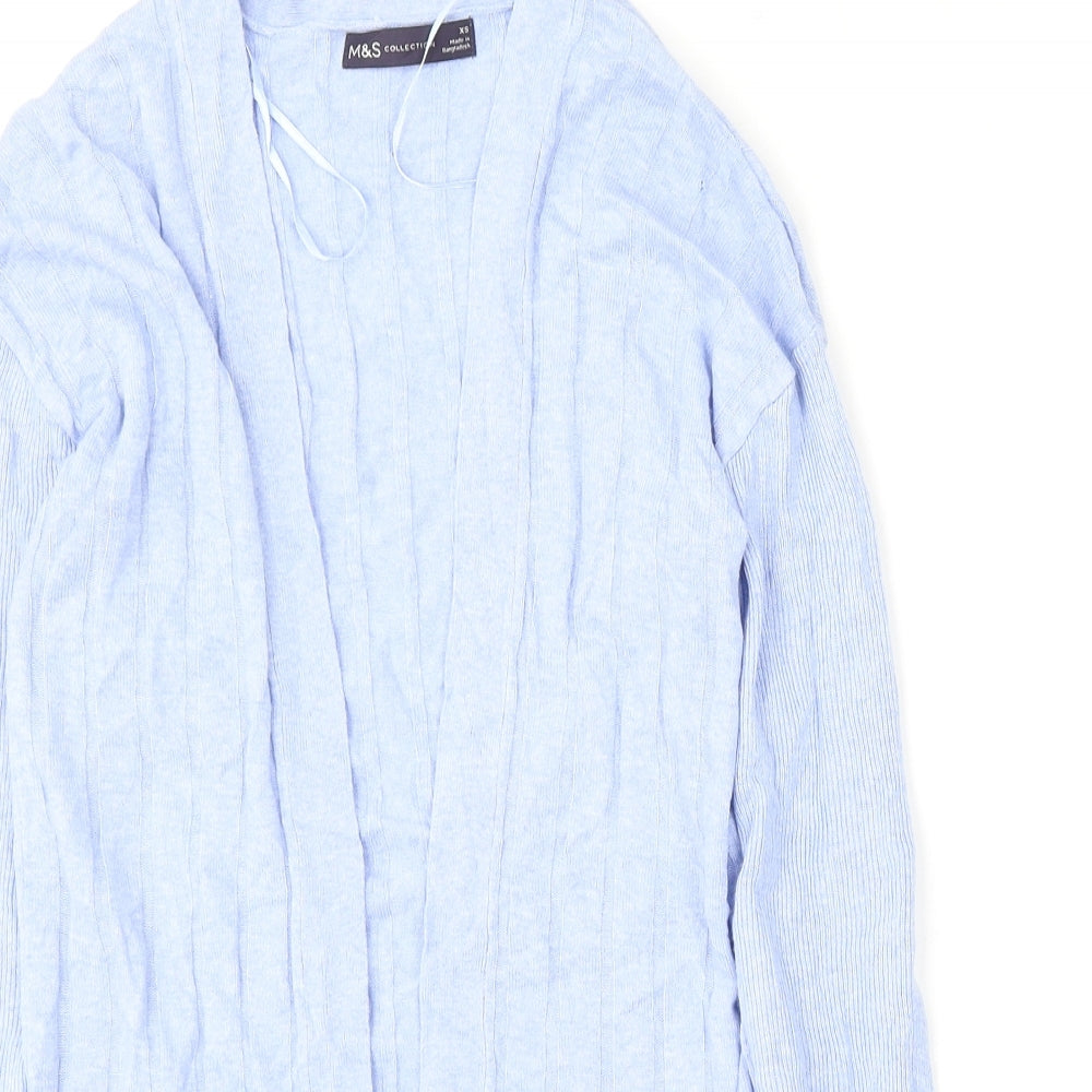 Marks and Spencer Womens Blue V-Neck  Viscose Cardigan Jumper Size XS