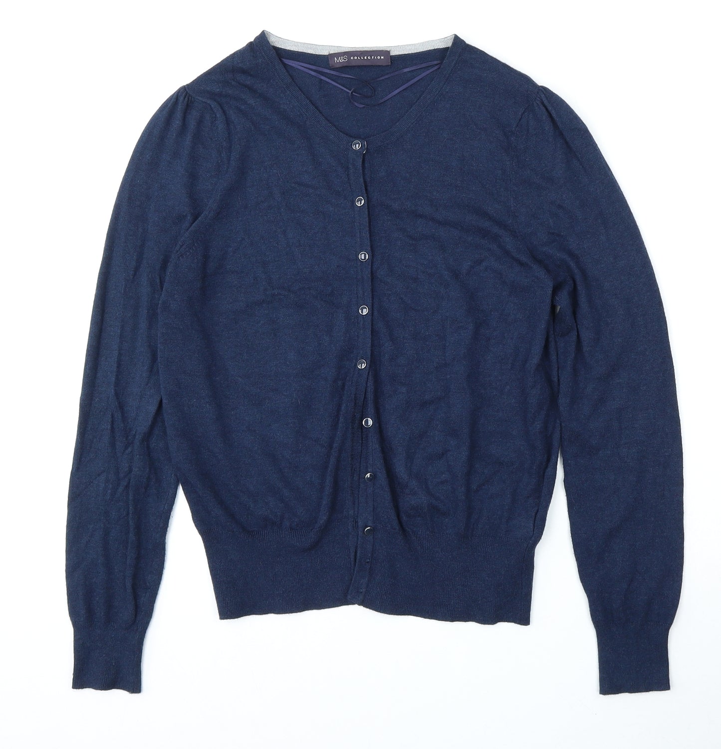 Marks and Spencer Womens Blue V-Neck  Viscose Cardigan Jumper Size 12