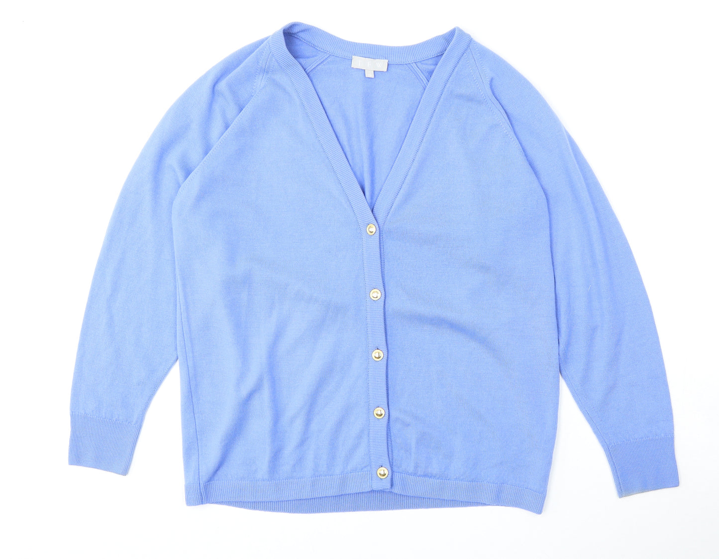 JFW Womens Blue V-Neck  Wool Cardigan Jumper Size 16