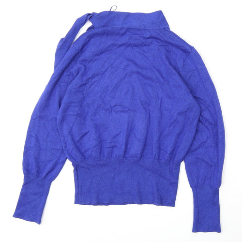 Marks and Spencer Womens Blue Mock Neck  Viscose Pullover Jumper Size 12