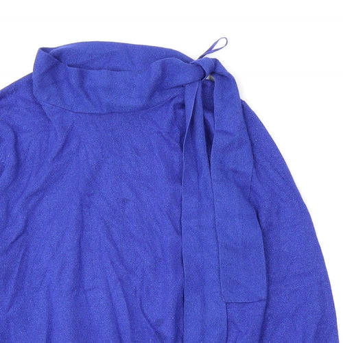 Marks and Spencer Womens Blue Mock Neck  Viscose Pullover Jumper Size 12