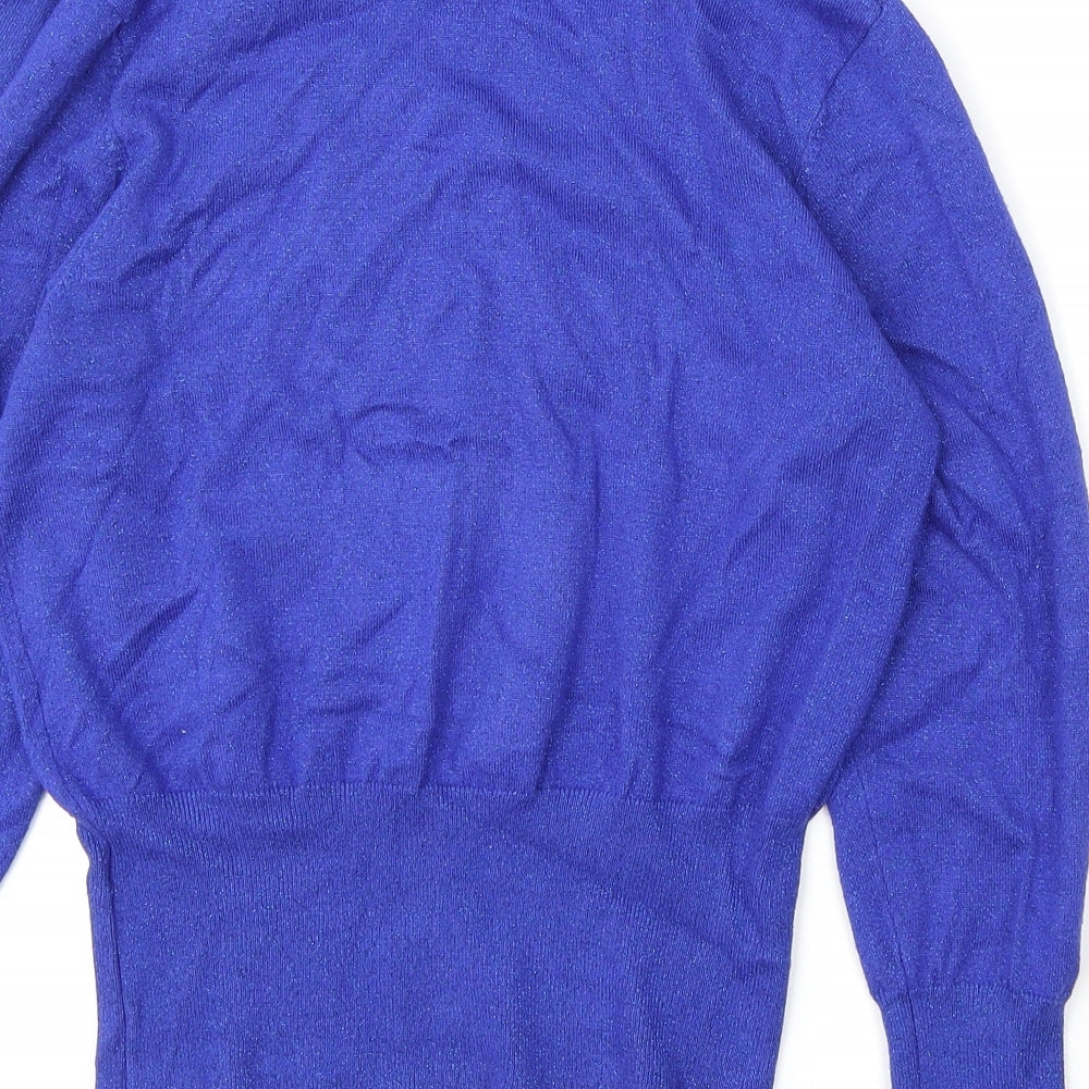Marks and Spencer Womens Blue Mock Neck  Viscose Pullover Jumper Size 12