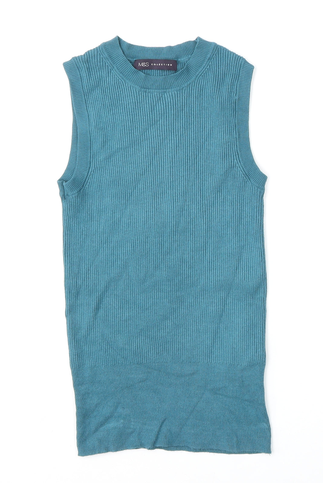 Marks and Spencer Womens Blue Round Neck  Viscose Vest Jumper Size 10