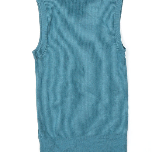 Marks and Spencer Womens Blue Round Neck  Viscose Vest Jumper Size 10