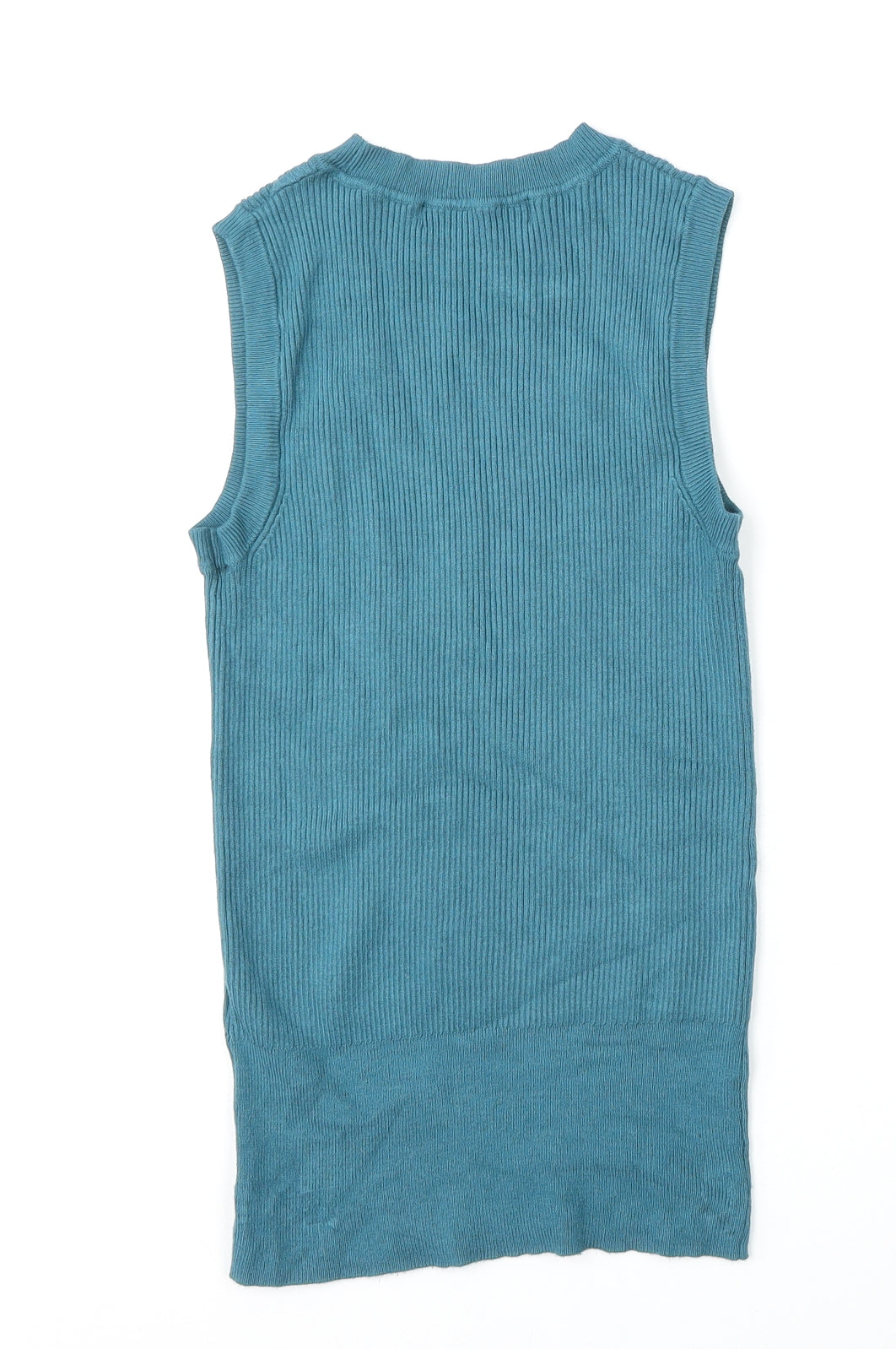 Marks and Spencer Womens Blue Round Neck  Viscose Vest Jumper Size 10