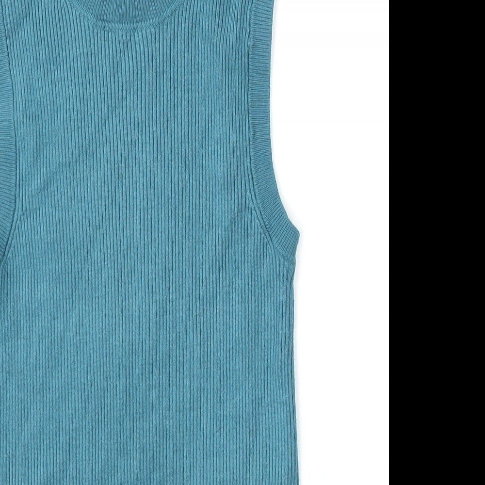 Marks and Spencer Womens Blue Round Neck  Viscose Vest Jumper Size 10