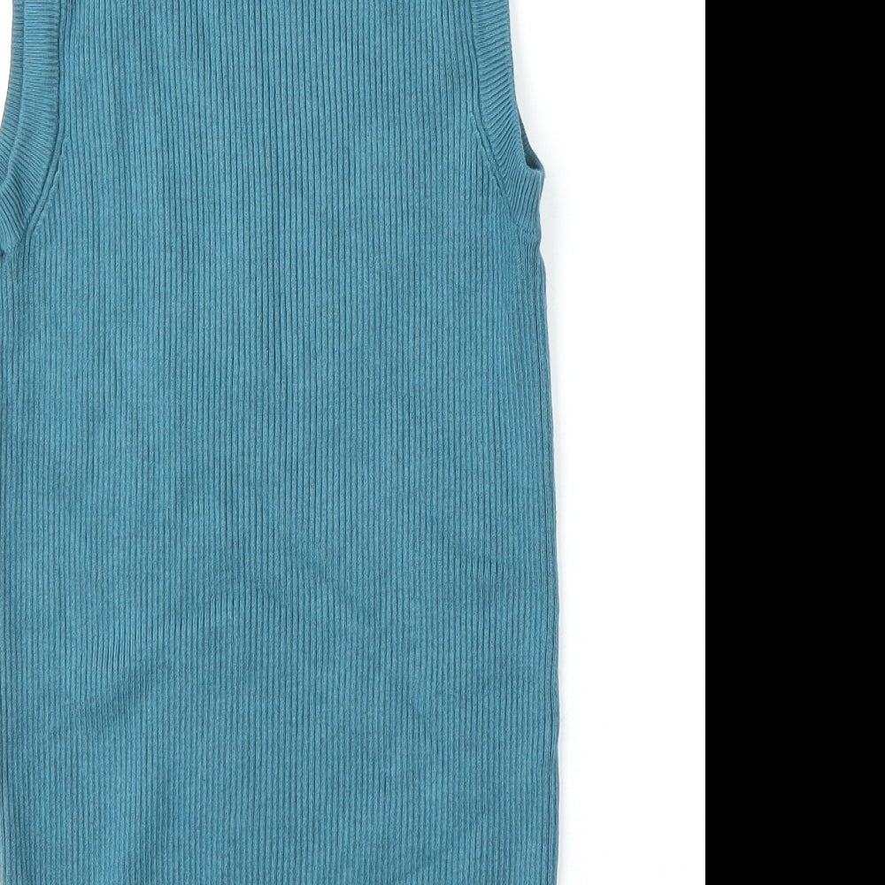 Marks and Spencer Womens Blue Round Neck  Viscose Vest Jumper Size 10