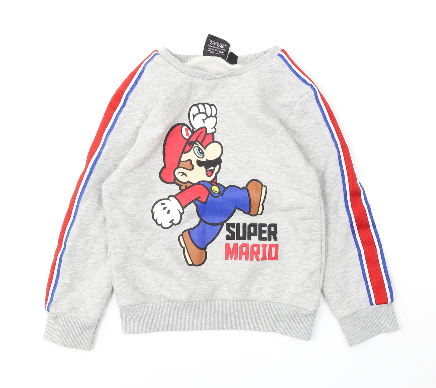 Super Mario Boys Grey  Polyester Pullover Sweatshirt Size 6-7 Years