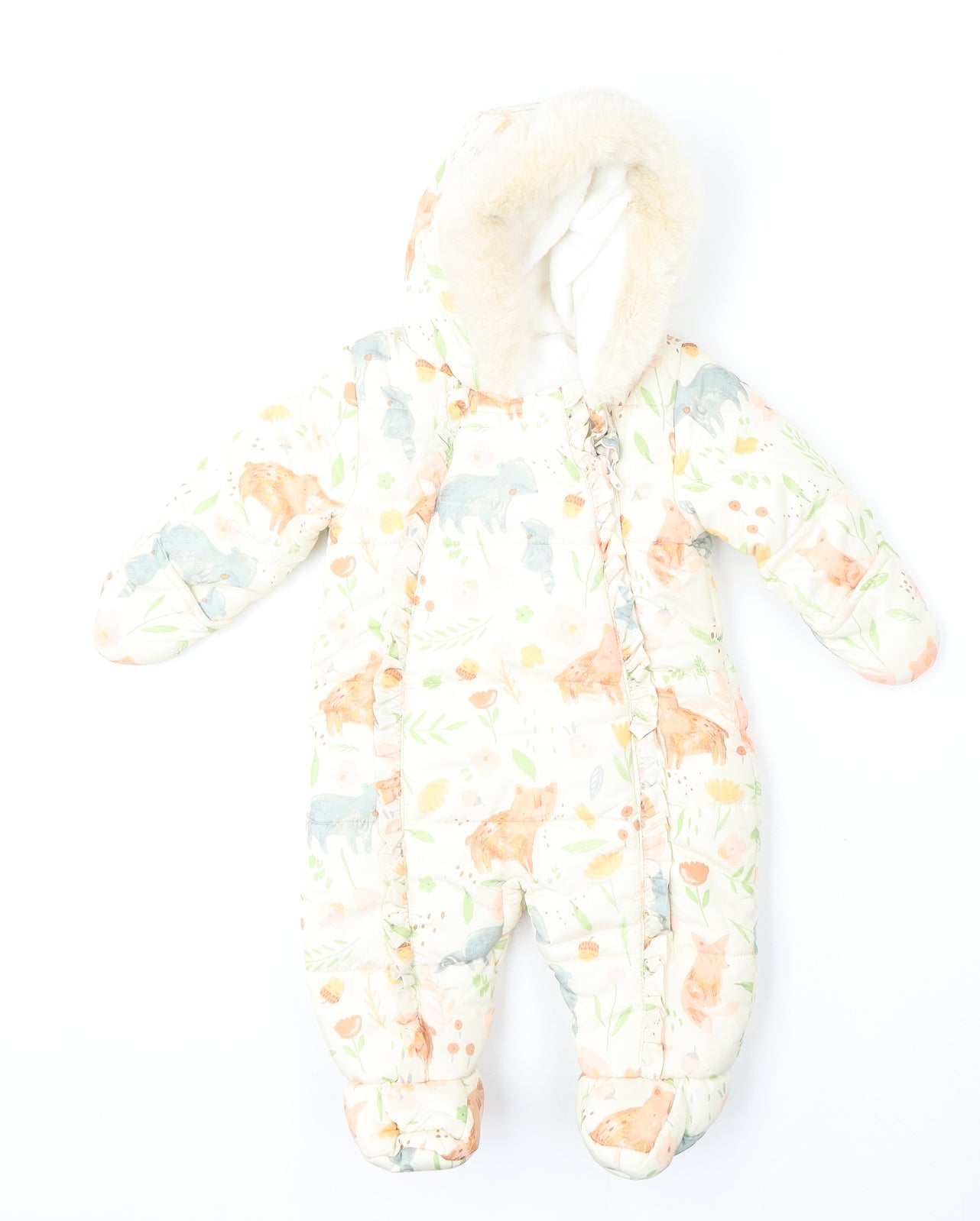 George Girls Multicoloured Geometric Polyester Coverall One-Piece Size 3-6 Months  Zip