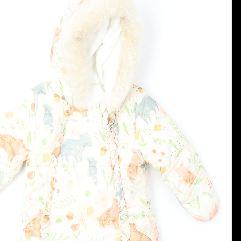 George Girls Multicoloured Geometric Polyester Coverall One-Piece Size 3-6 Months  Zip