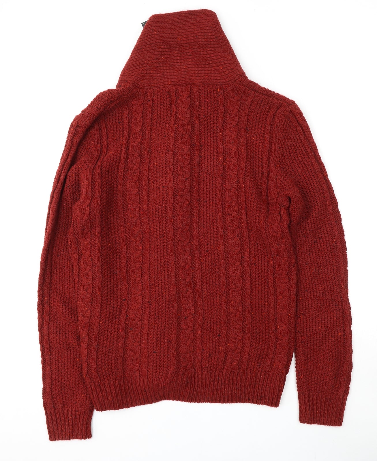 NEXT Mens Red Roll Neck  Acrylic Cardigan Jumper Size L