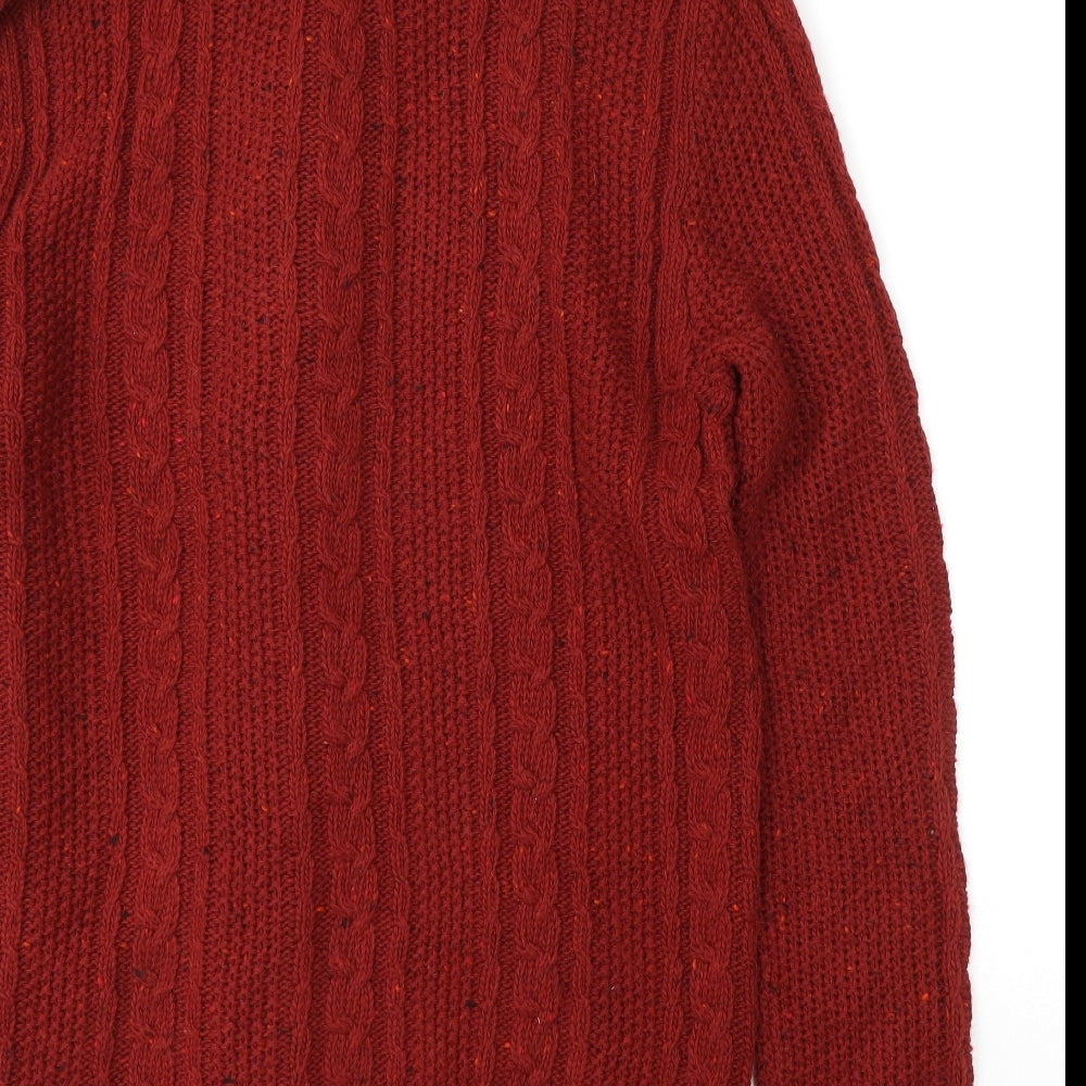 NEXT Mens Red Roll Neck  Acrylic Cardigan Jumper Size L