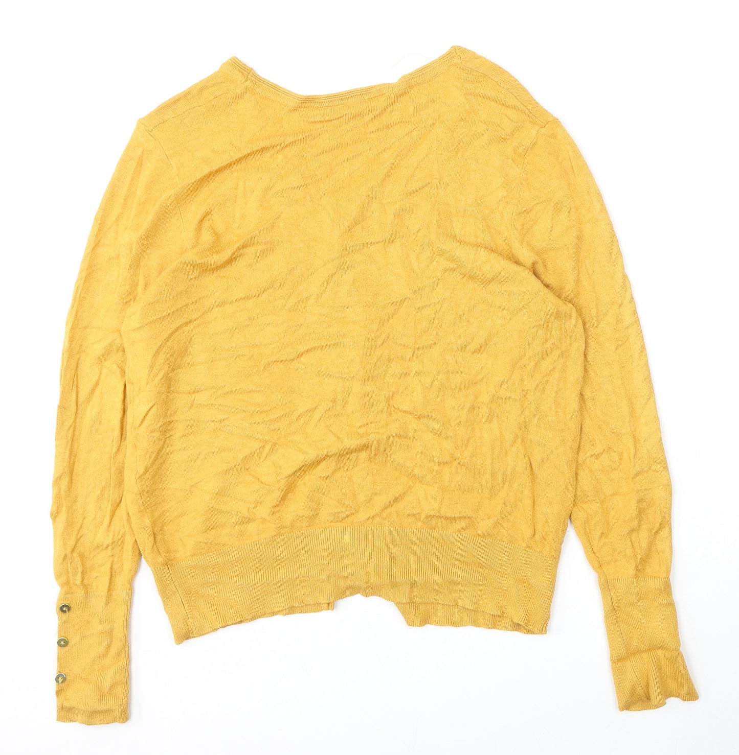Primark Womens Yellow Round Neck  Viscose Cardigan Jumper Size 12