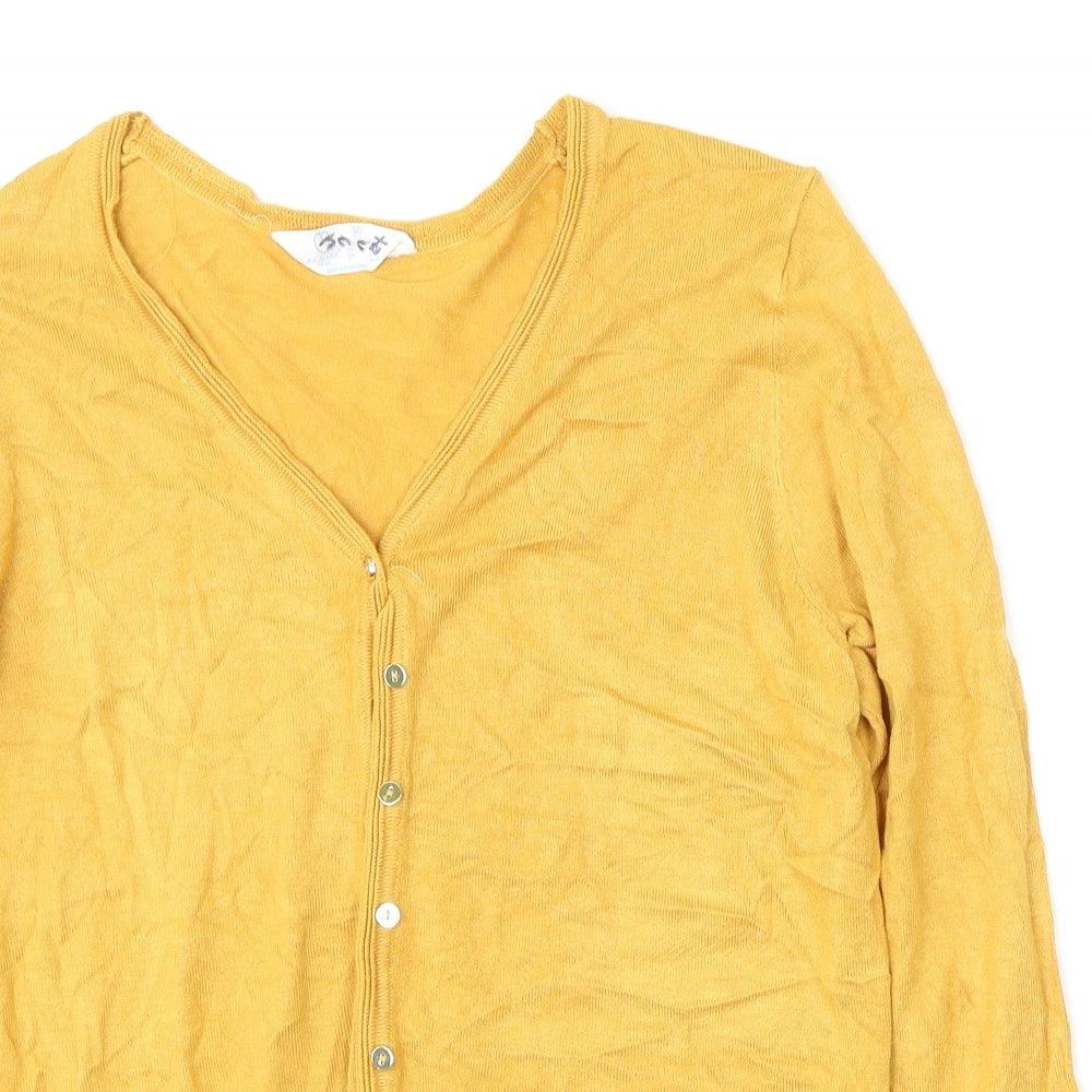 Primark Womens Yellow Round Neck  Viscose Cardigan Jumper Size 12