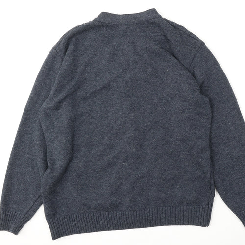 Peter England Mens Blue V-Neck  Polyester Cardigan Jumper Size XL