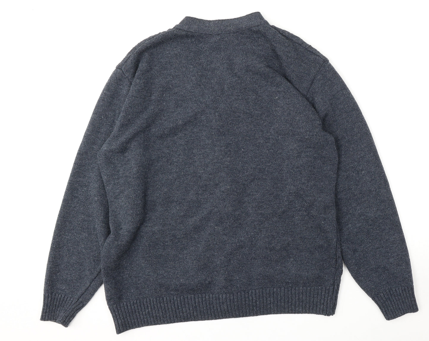 Peter England Mens Blue V-Neck  Polyester Cardigan Jumper Size XL