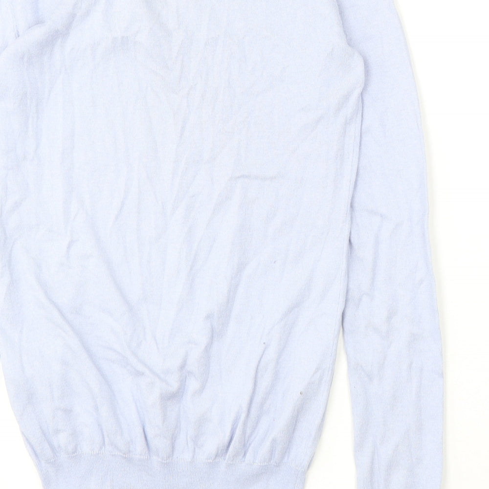 Laura Clément Womens Blue V-Neck  Silk Pullover Jumper Size 6