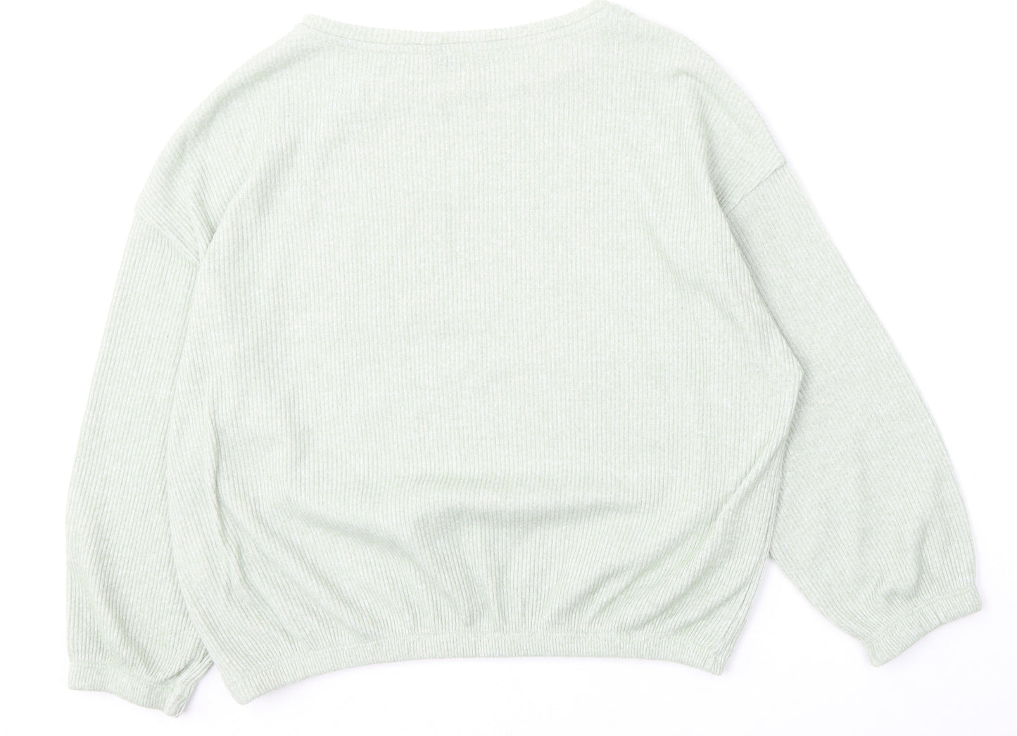 Peacocks Womens Green Round Neck  Polyester Pullover Jumper Size M