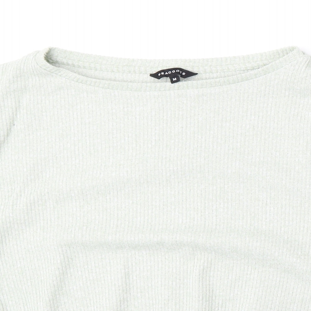 Peacocks Womens Green Round Neck  Polyester Pullover Jumper Size M